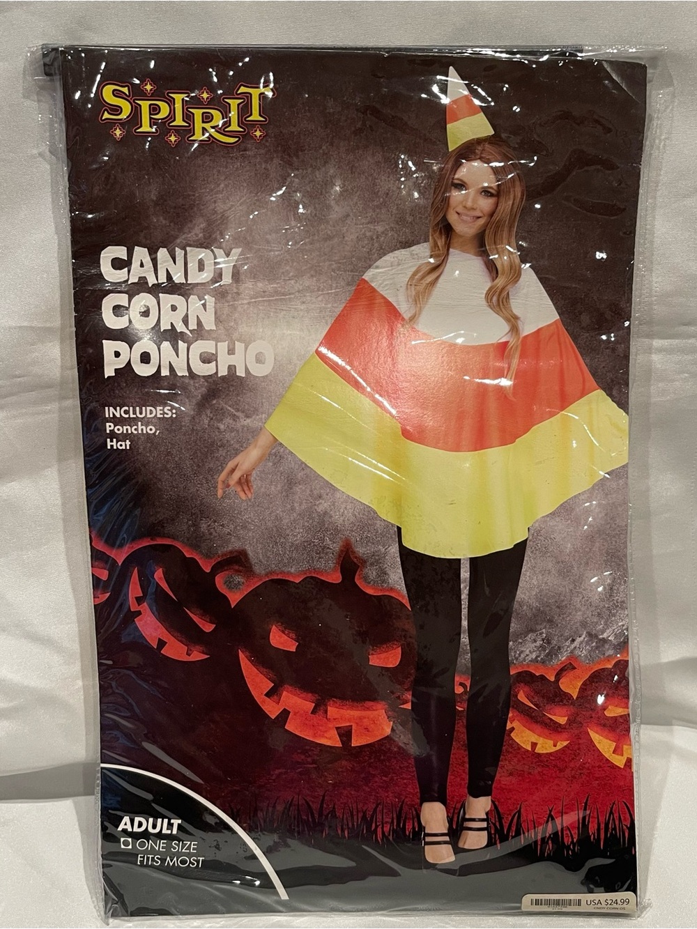 Costume Candy Corn Poncho Adult Spirit Halloween Women's  One Size Fits Most